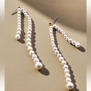 Anthropologie Pearl Cascade Drop Earrings with Gold Stud